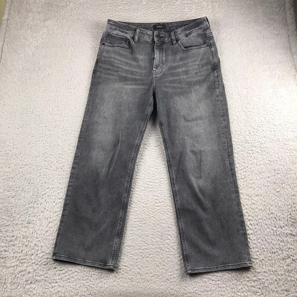 Quince Jeans Women 30 (31x25) Gray Organic Cotton Blend Straight High Rise Denim